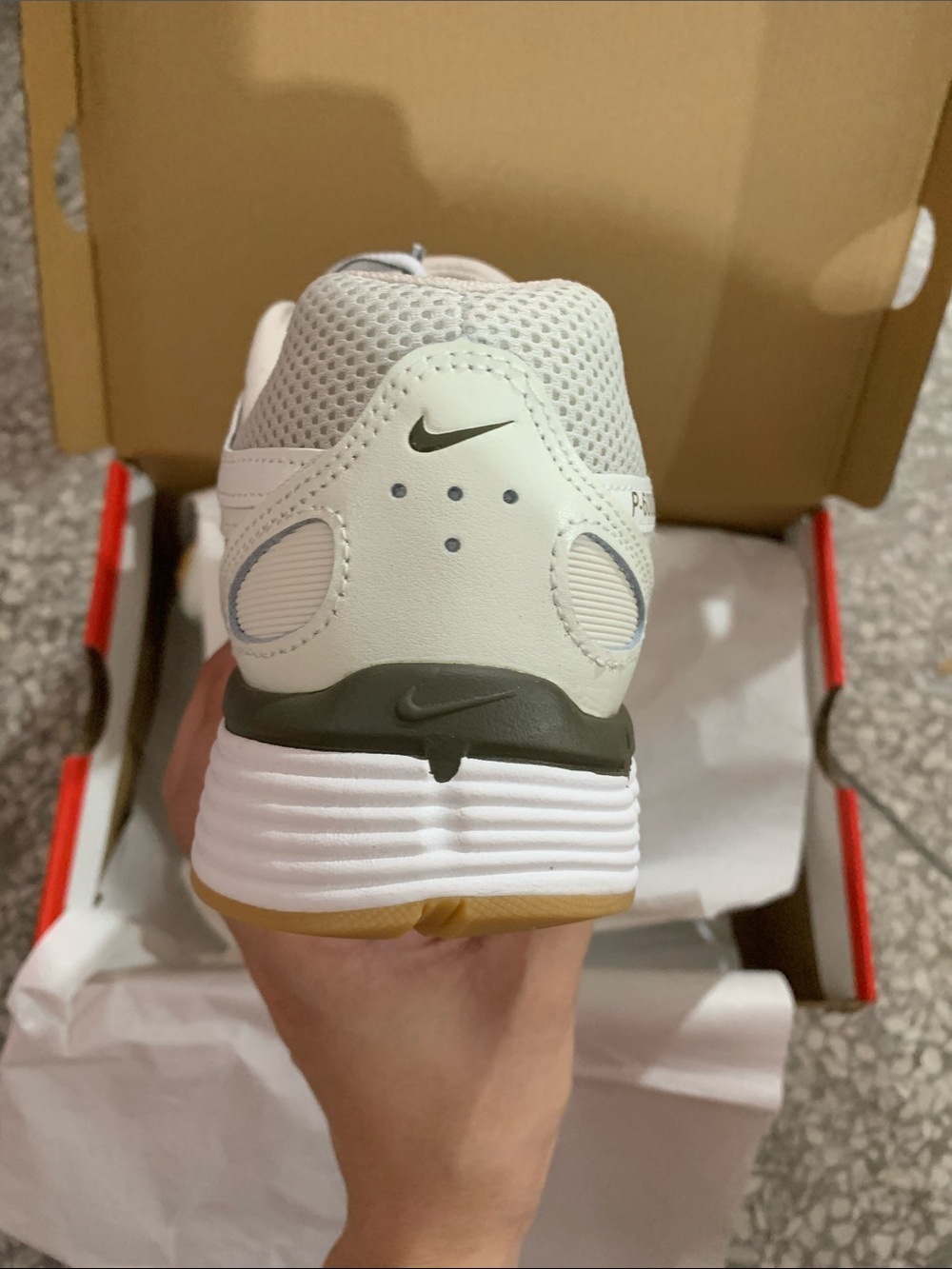 Nike P-6000 White with Olive Accents Sneaker - Picture 3 of 4
